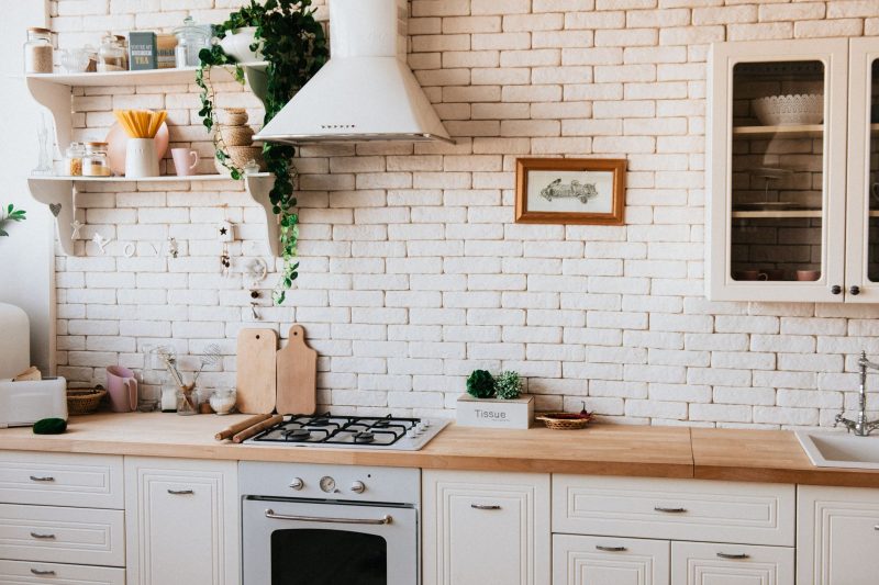 Stylish kitchen interior with modern appliances wooden count 1790096414